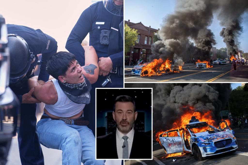 La -based Jimmy Kimmel claims 'There is no riot outside' while he explodes 'sick mental' Trump