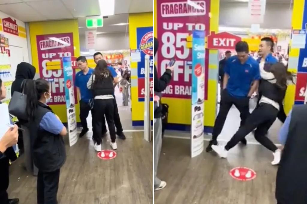 Employees face suspected store vendors trying to leave the store in dramatic footage: 'Amazing Job'